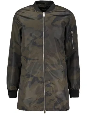 Morgan MA1 Camouflage Print Longline Bomber Jacket - Khaki