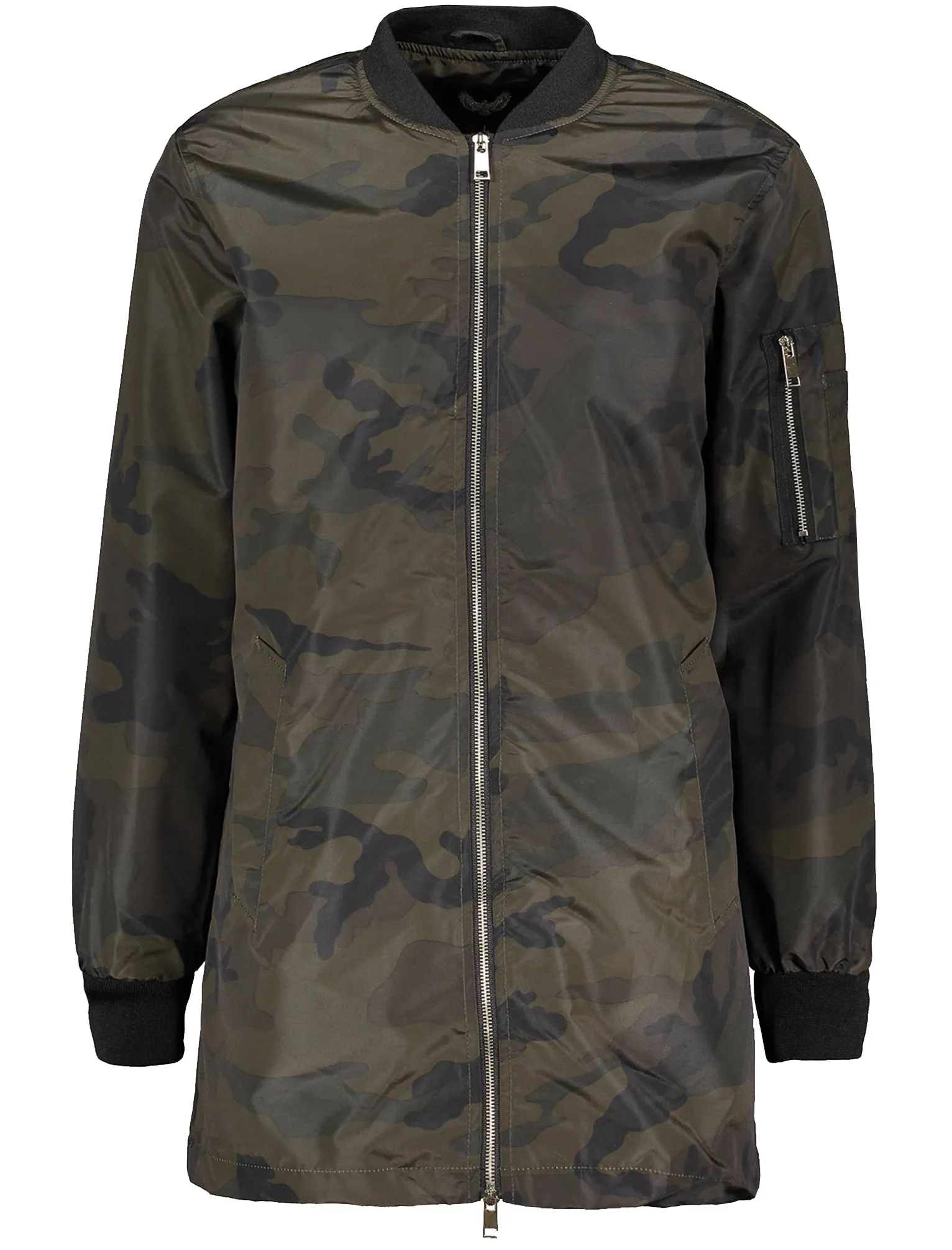 Morgan MA1 Camouflage Print Longline Bomber Jacket - Khaki