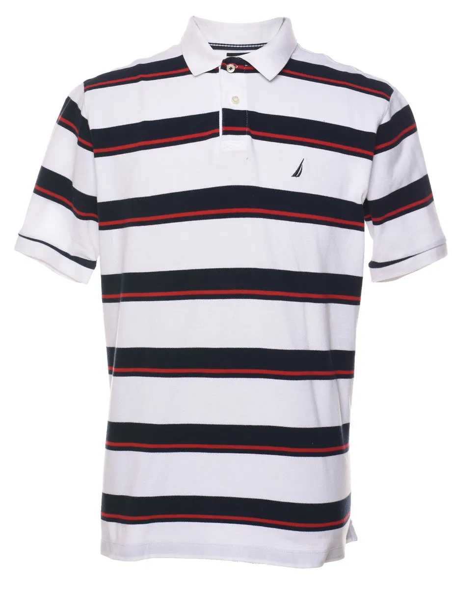 Nautica Navy, Red & White Polo Shirt - L