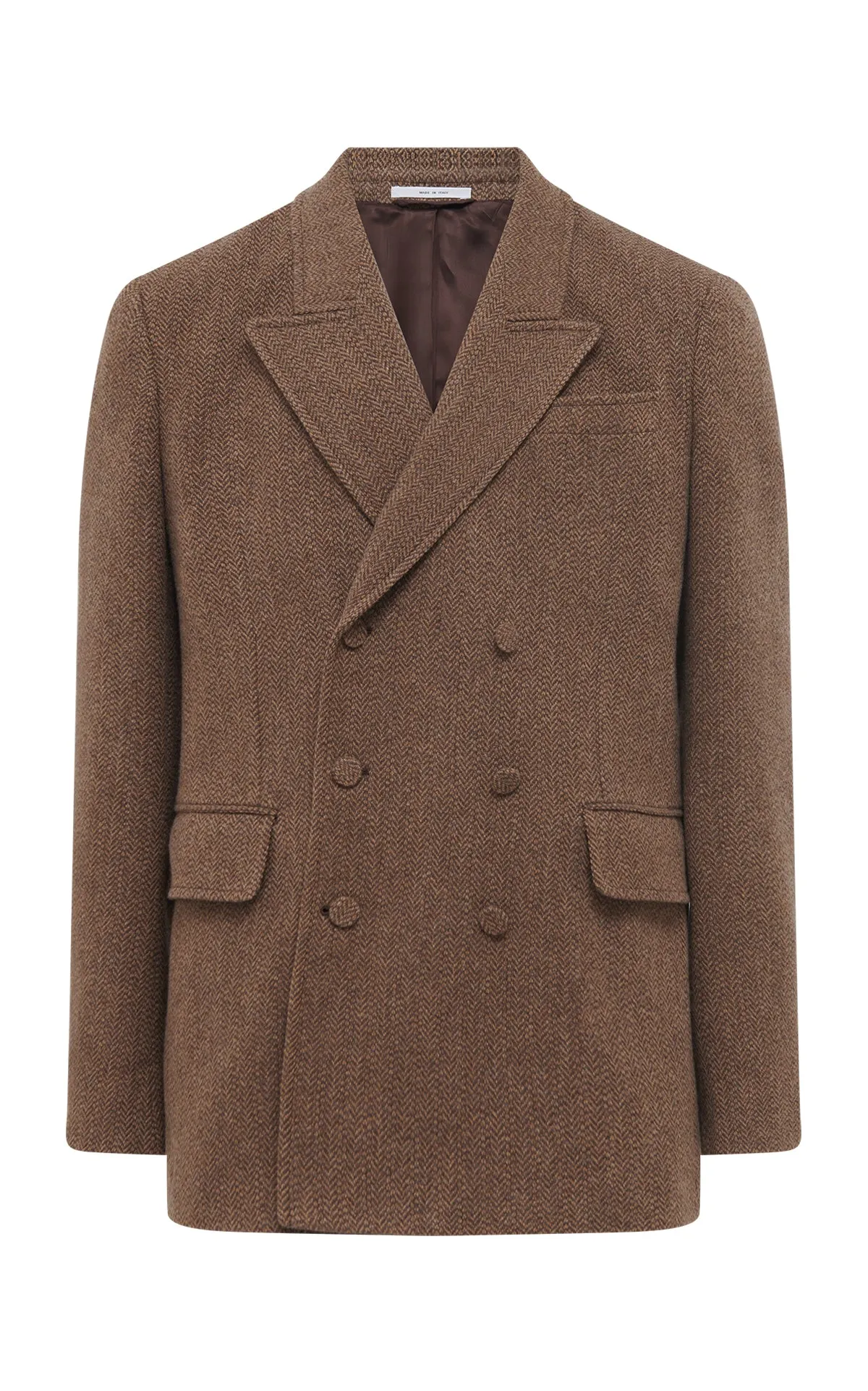 Nico Blazer in Chocolate Multi Virgin Wool Cashmere Herringbone