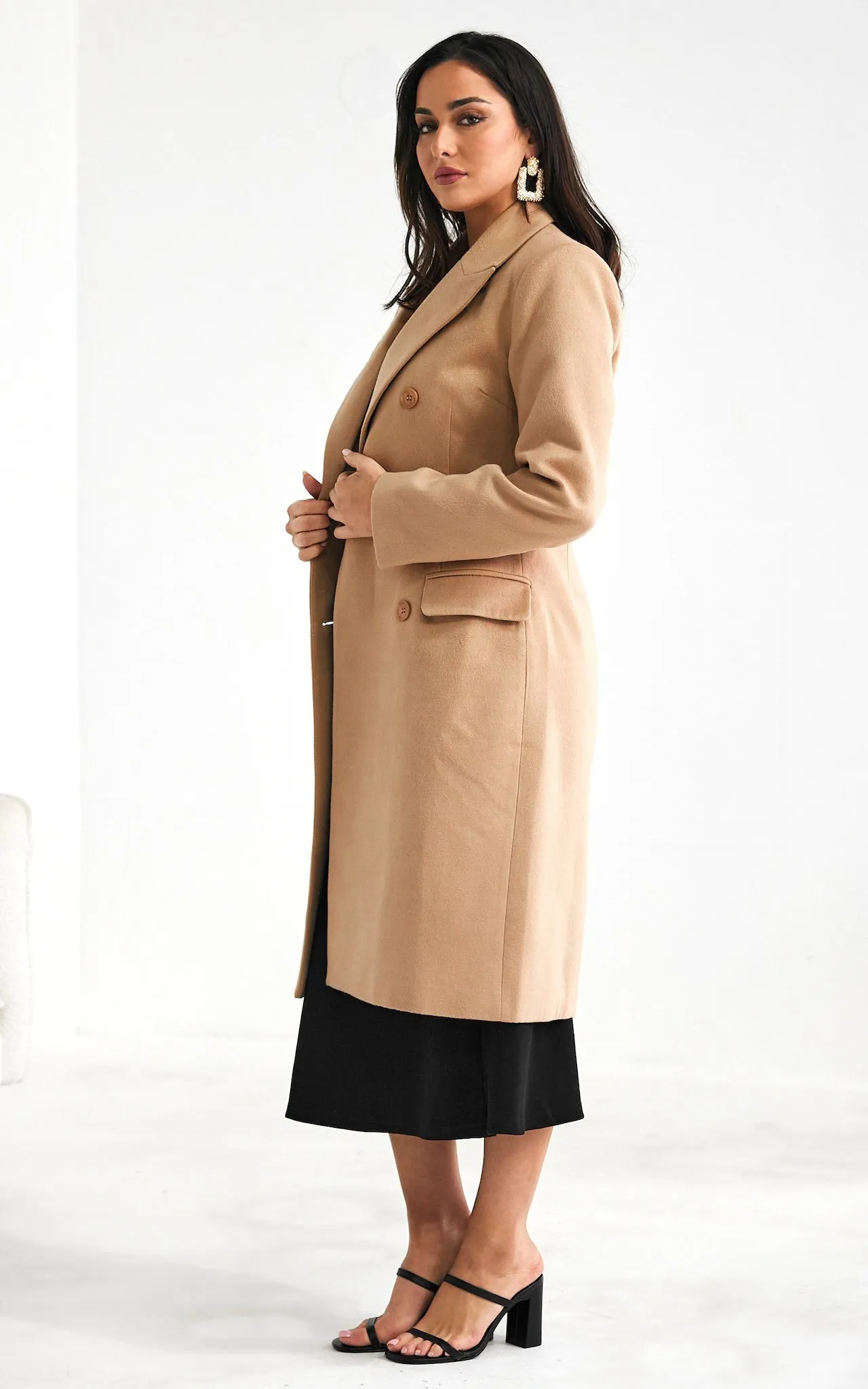 Noble Longline Coat - Camel