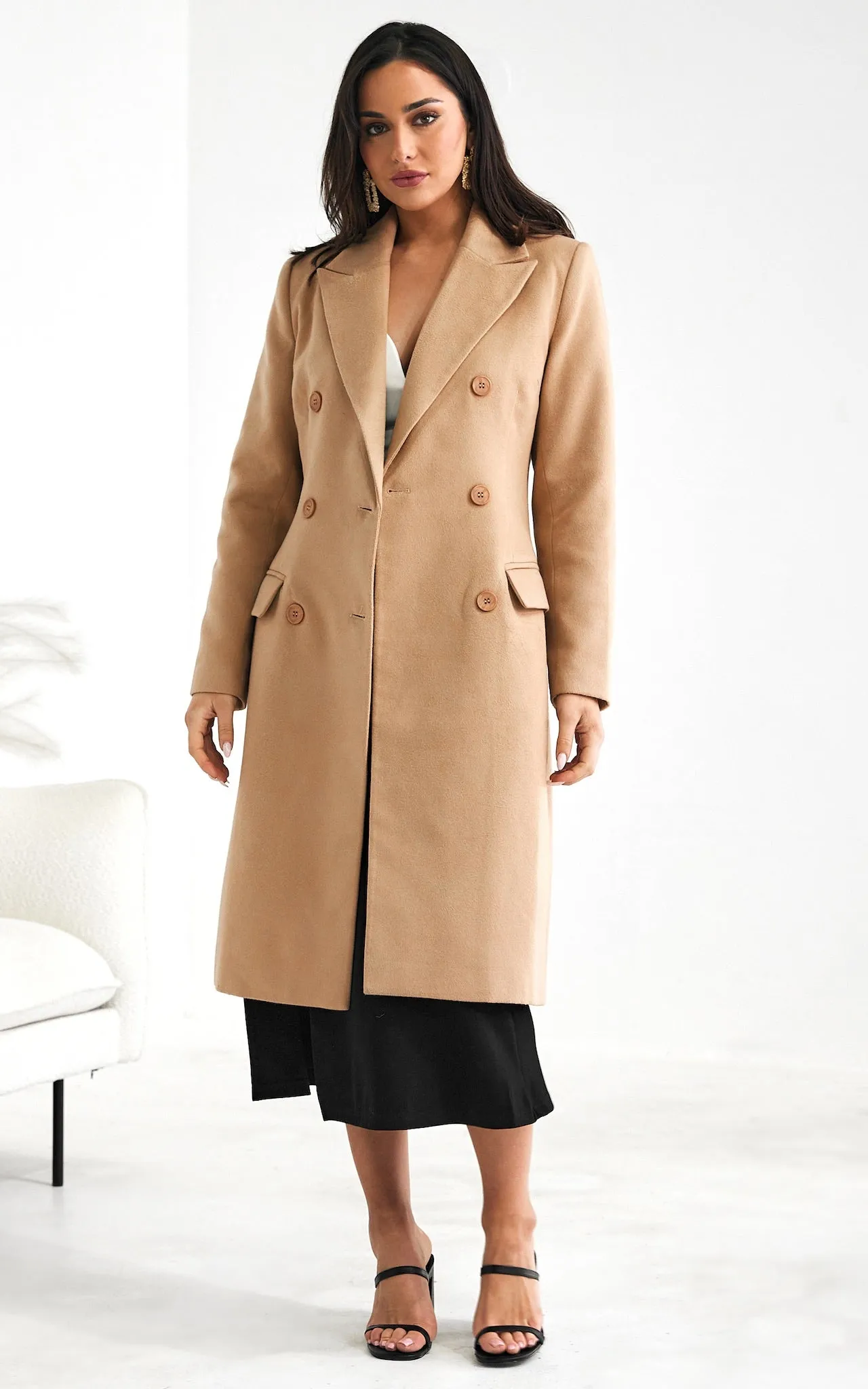 Noble Longline Coat - Camel