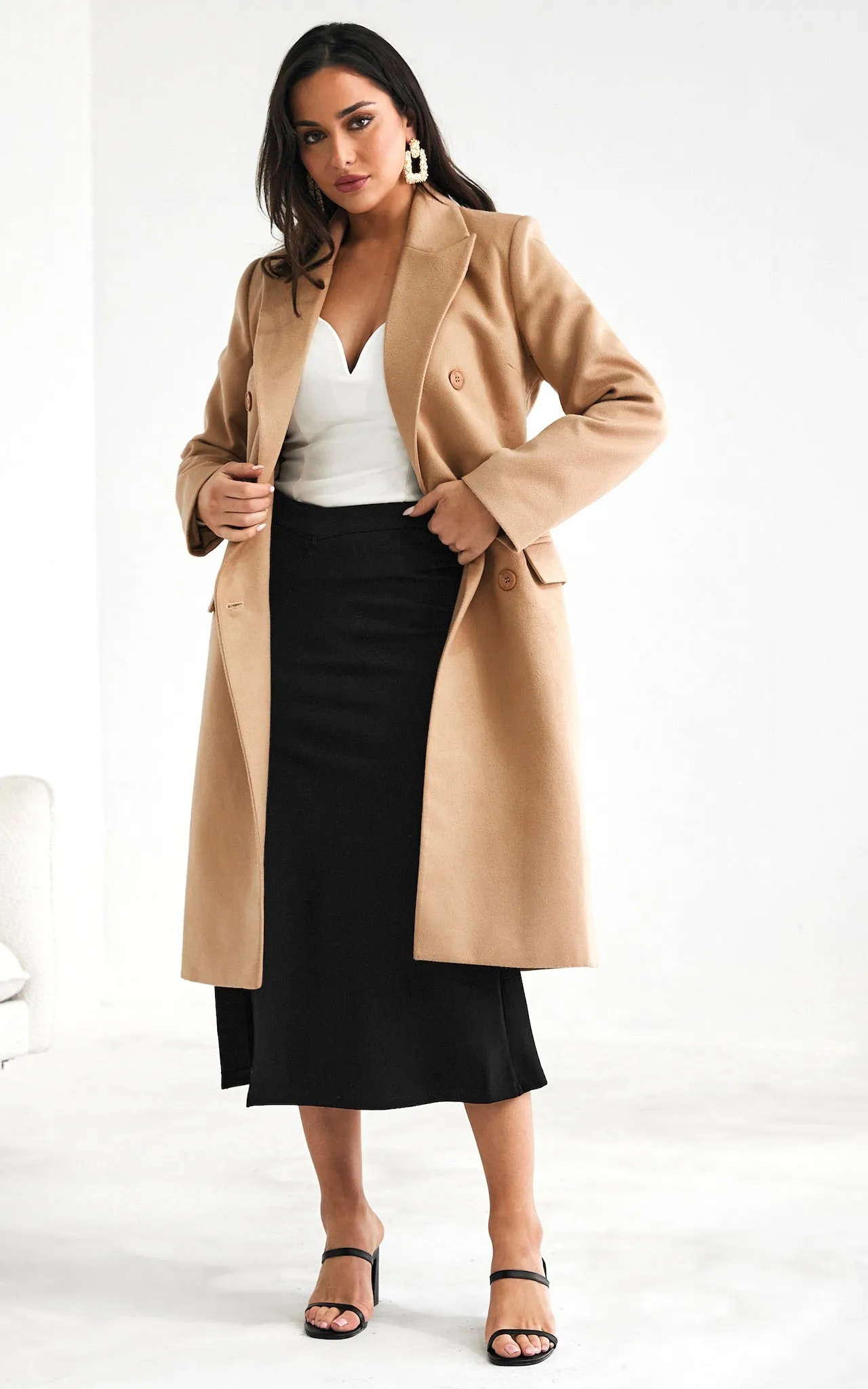 Noble Longline Coat - Camel