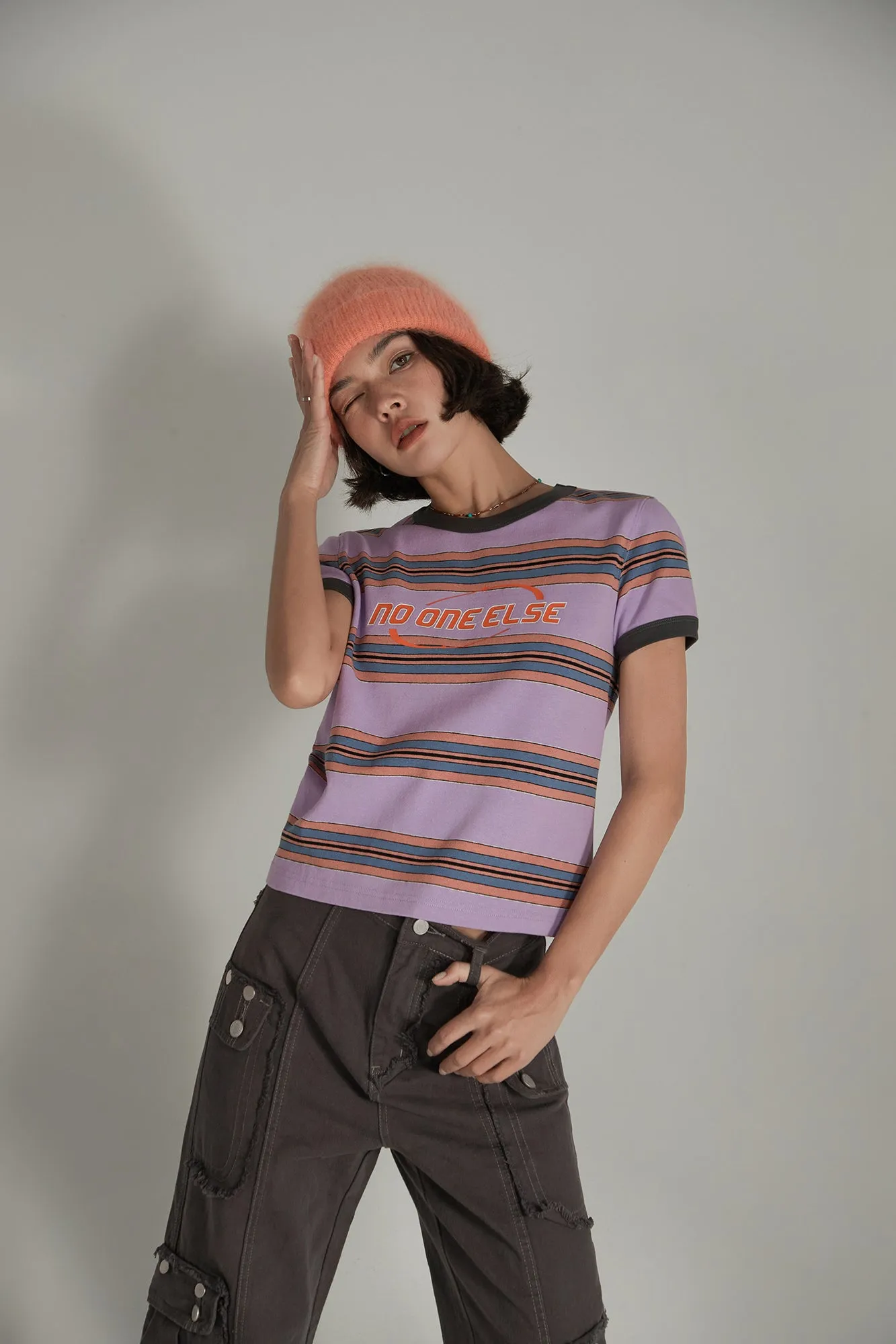 Noe Center Color Striped Short Sleeve T-Shirt