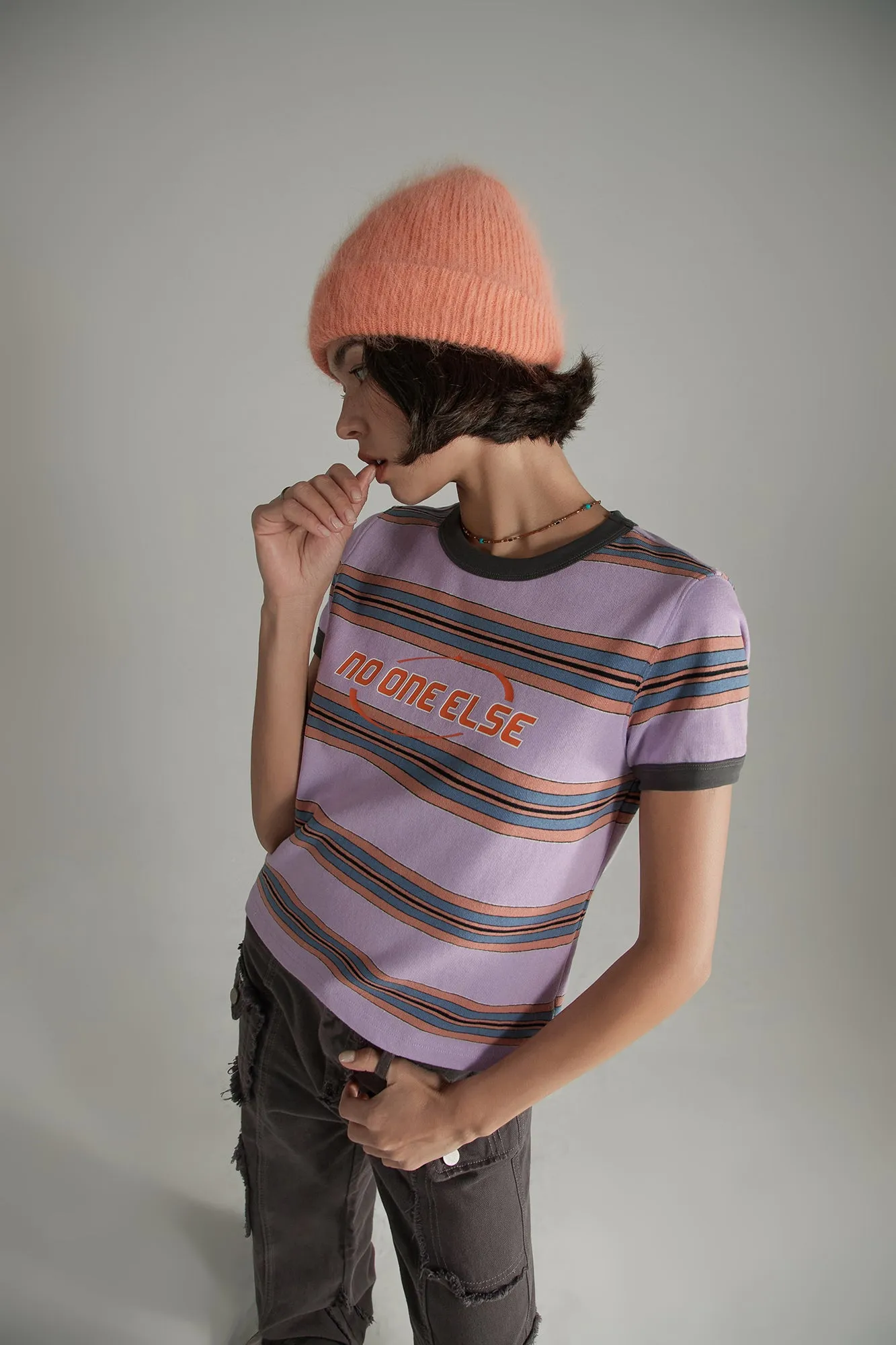 Noe Center Color Striped Short Sleeve T-Shirt