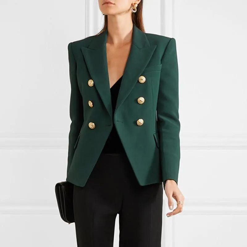 Olive Green Double Breasted Blazer Jacket