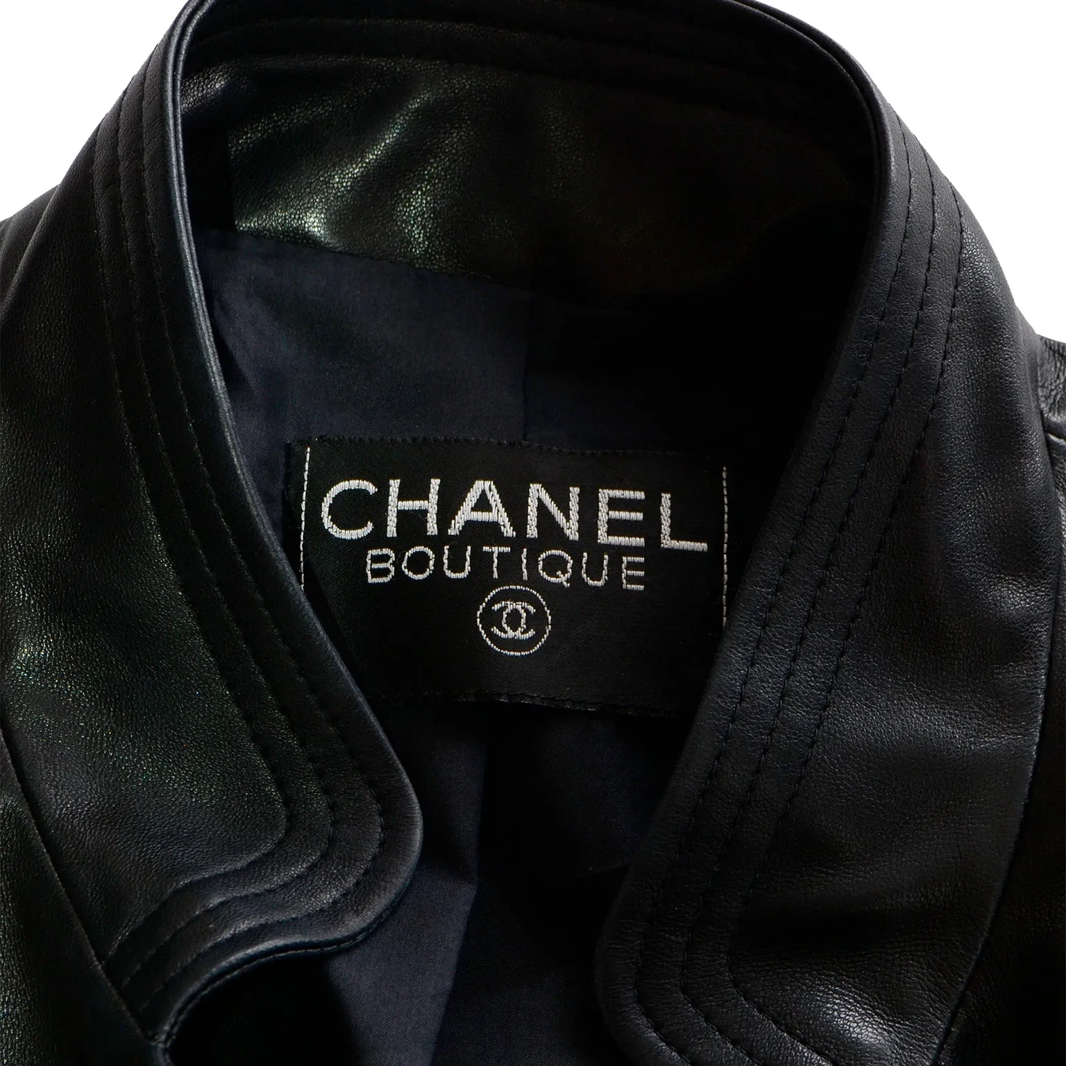 ON HOLD // Vintage Chanel Black Leather Jacket With 4 Gold Leaf Clover Buttons