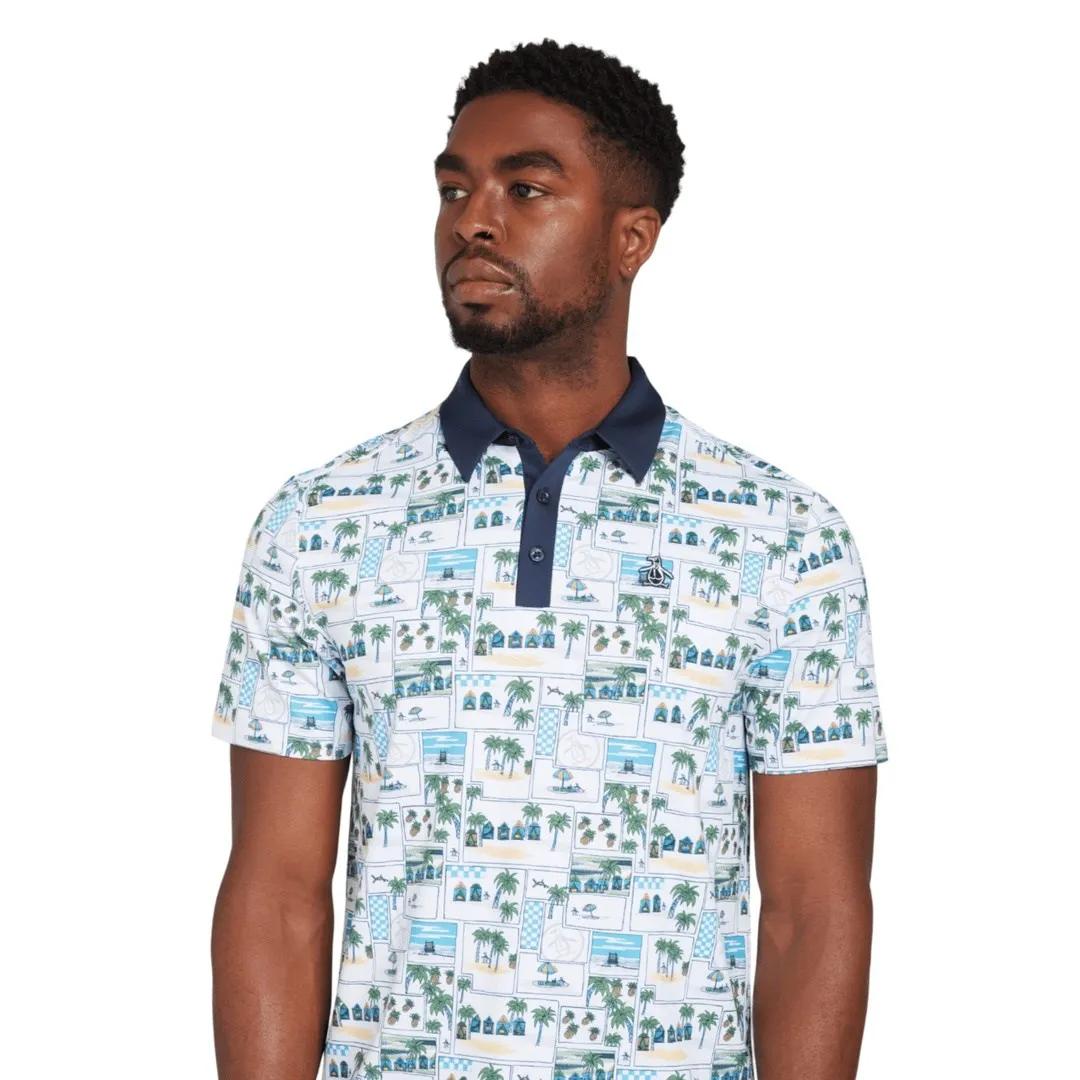 Original Penguin Beach Club Print Golf Polo Shirt OGKSD013