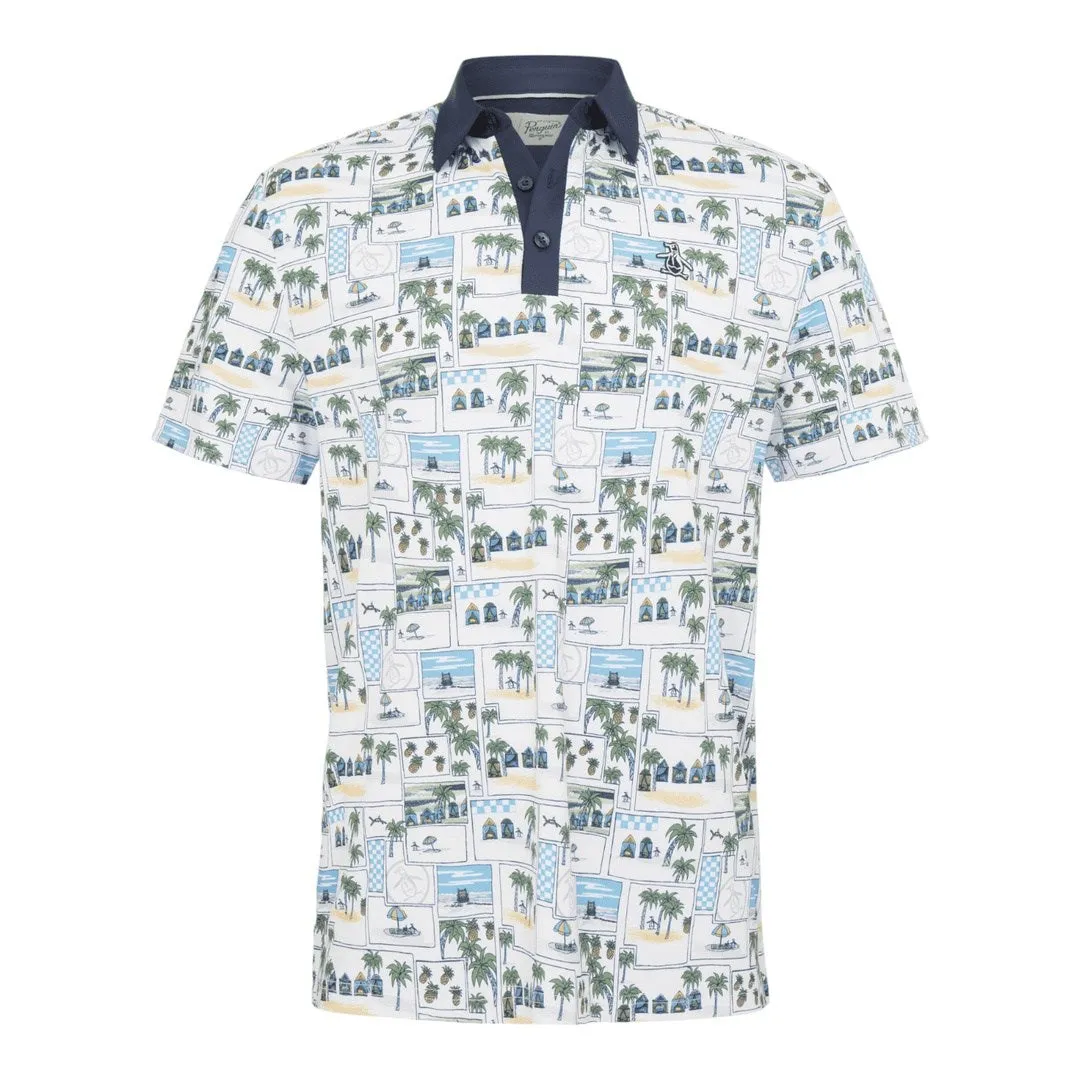 Original Penguin Beach Club Print Golf Polo Shirt OGKSD013