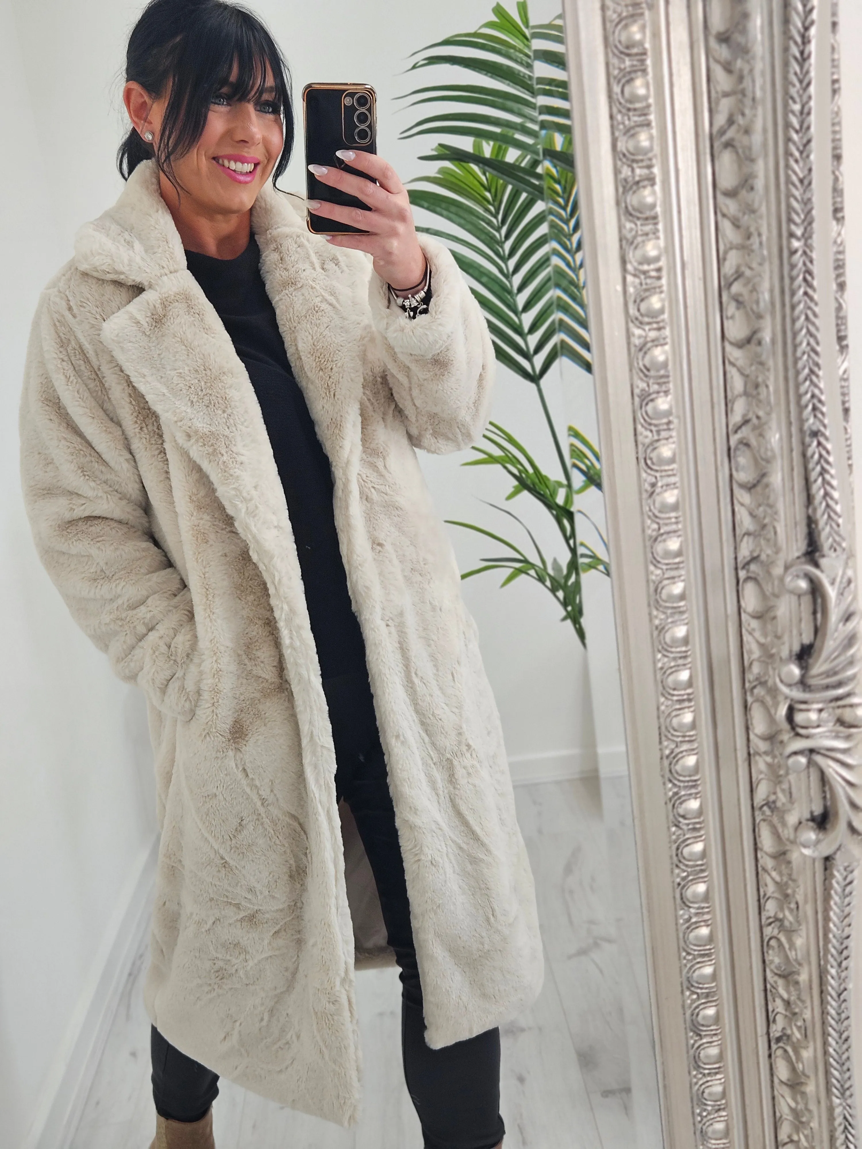 Oslo Faux Fur Coat Long (One Size) - (choose your Colour)