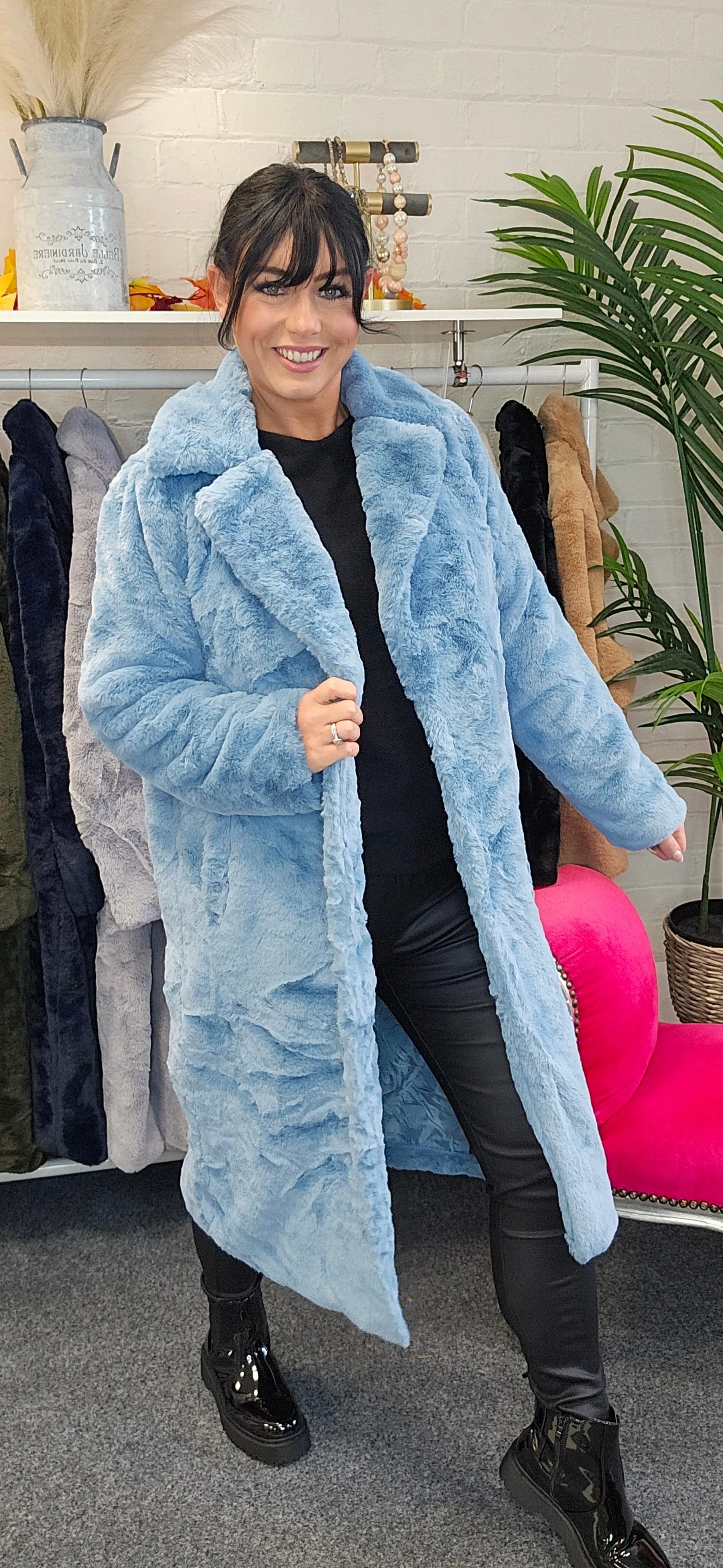 Oslo Faux Fur Coat Long (One Size) - (choose your Colour)