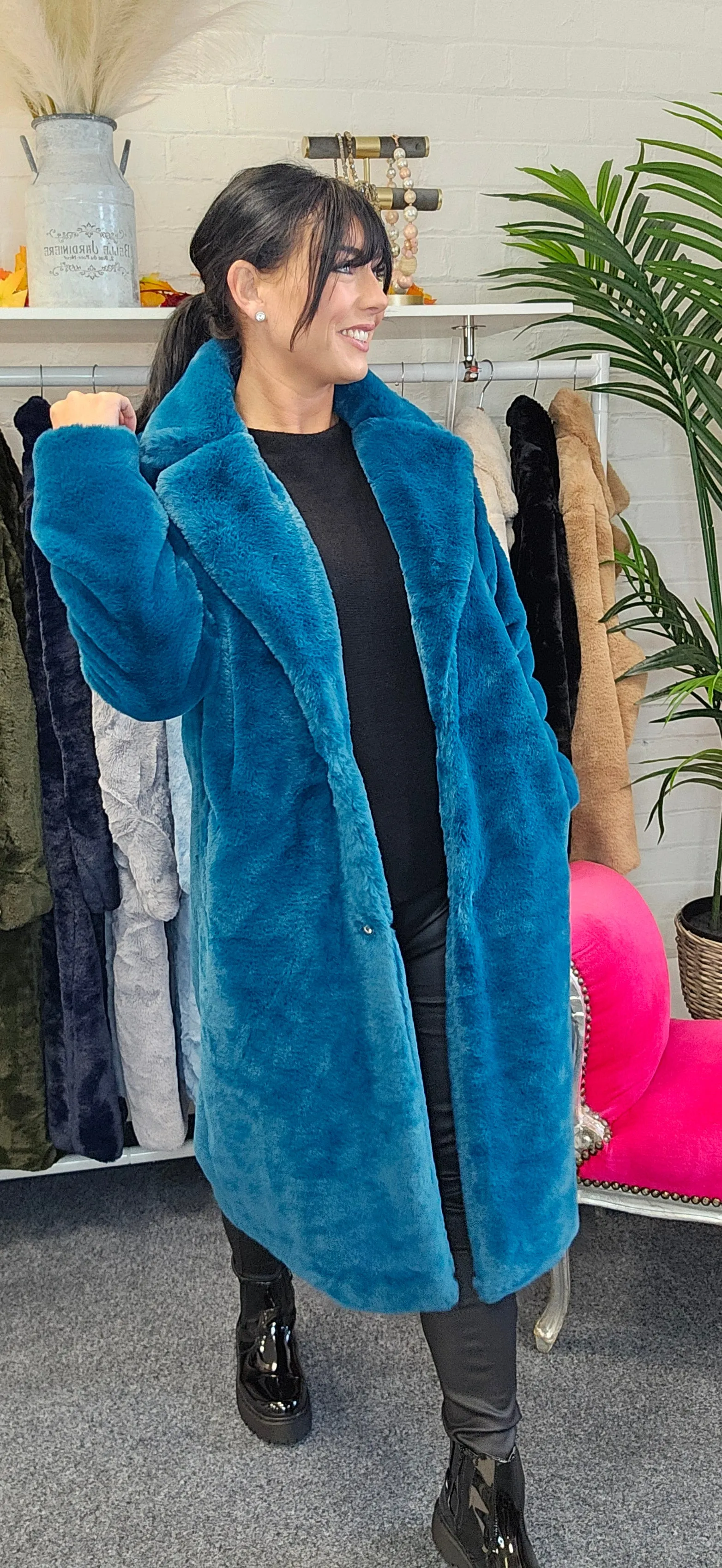 Oslo Faux Fur Coat Long (One Size) - (choose your Colour)