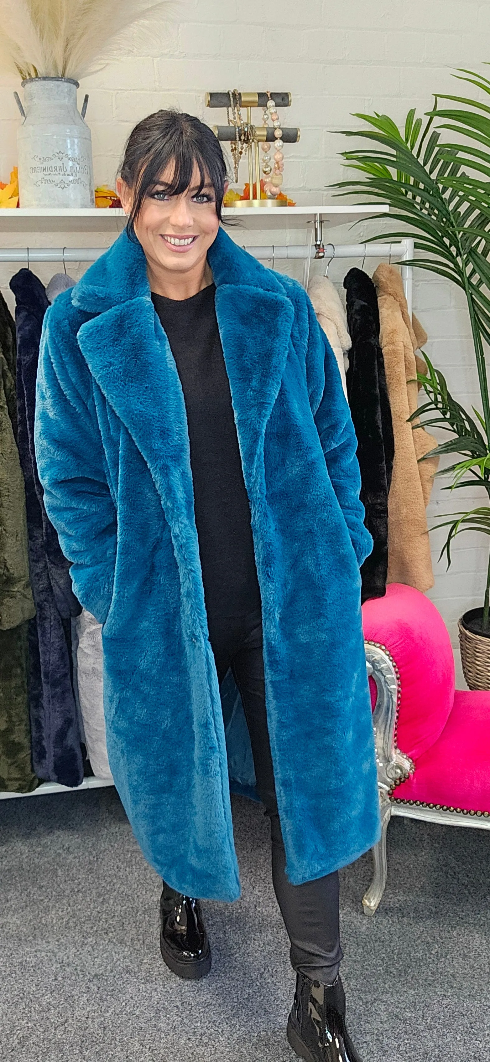 Oslo Faux Fur Coat Long (One Size) - (choose your Colour)