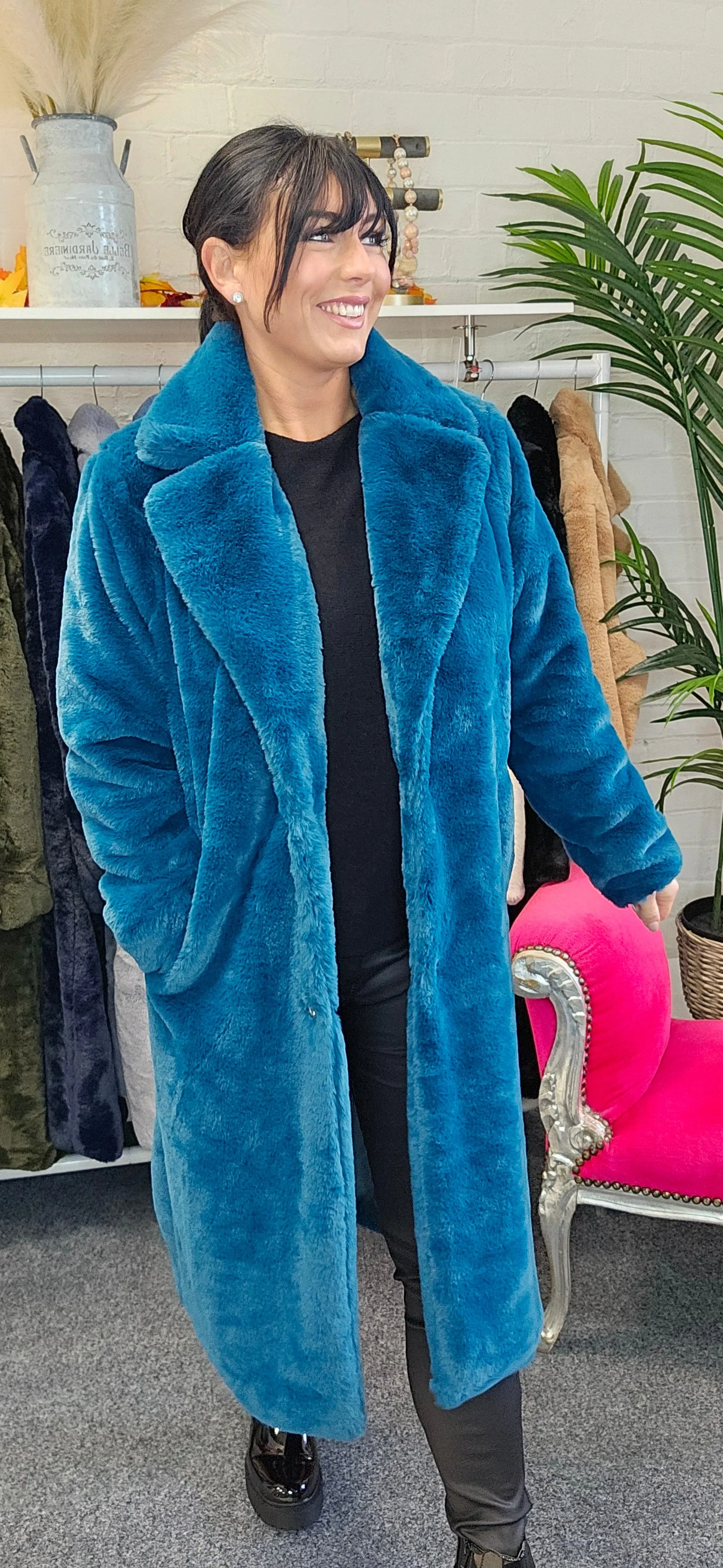 Oslo Faux Fur Coat Long (One Size) - (choose your Colour)