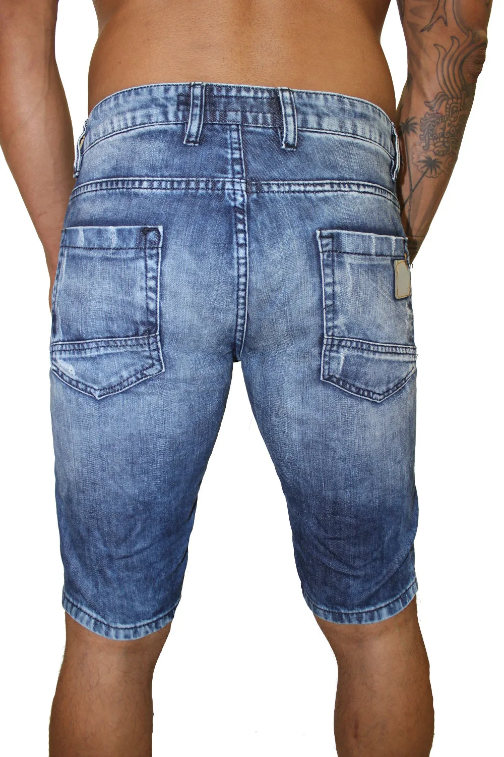 Owen Light Blue Jean Shorts With Pocket Detail