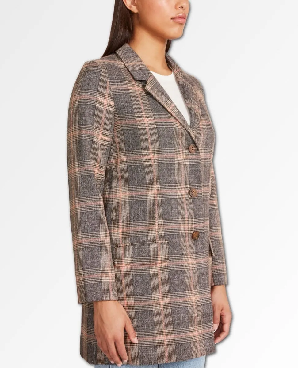 Plaid For You Blazer Brown Combo