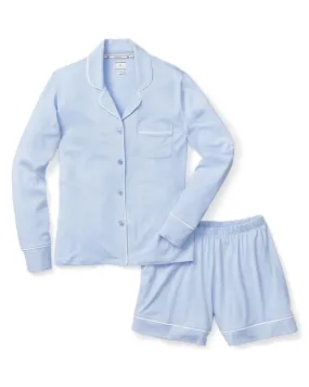 PLSSP Periwinkle Pima Cotton Long Sleeve Short Pants PJ's Set