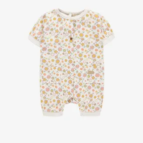 Pyjama crème avec motif fleuri en coton biologique, bébé || Cream flowery pajamas in organic cotton, baby