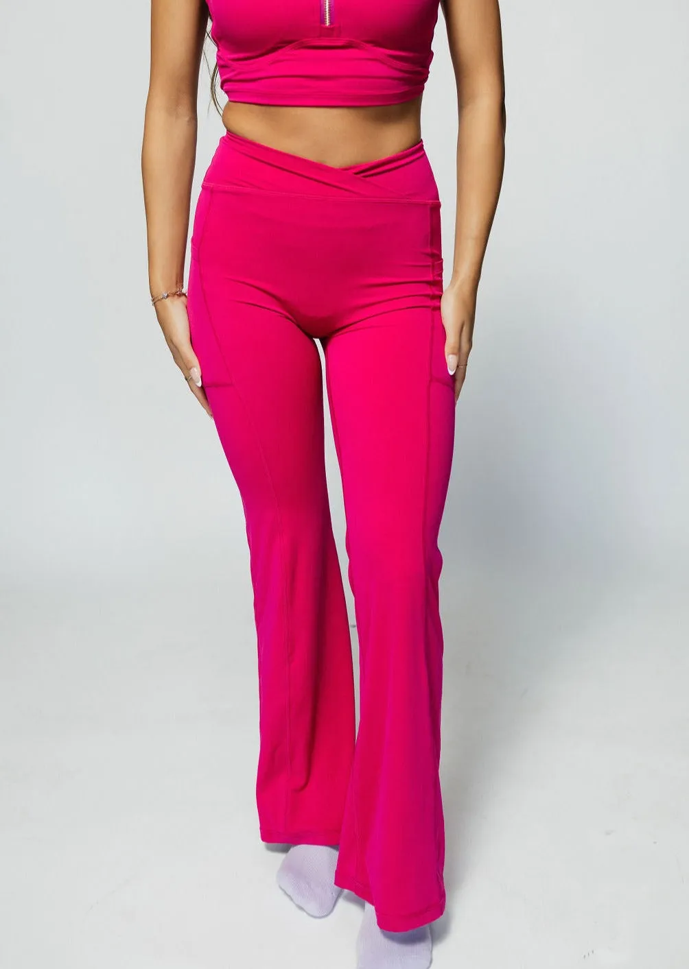 Renata Flare Legging - Hibiscus