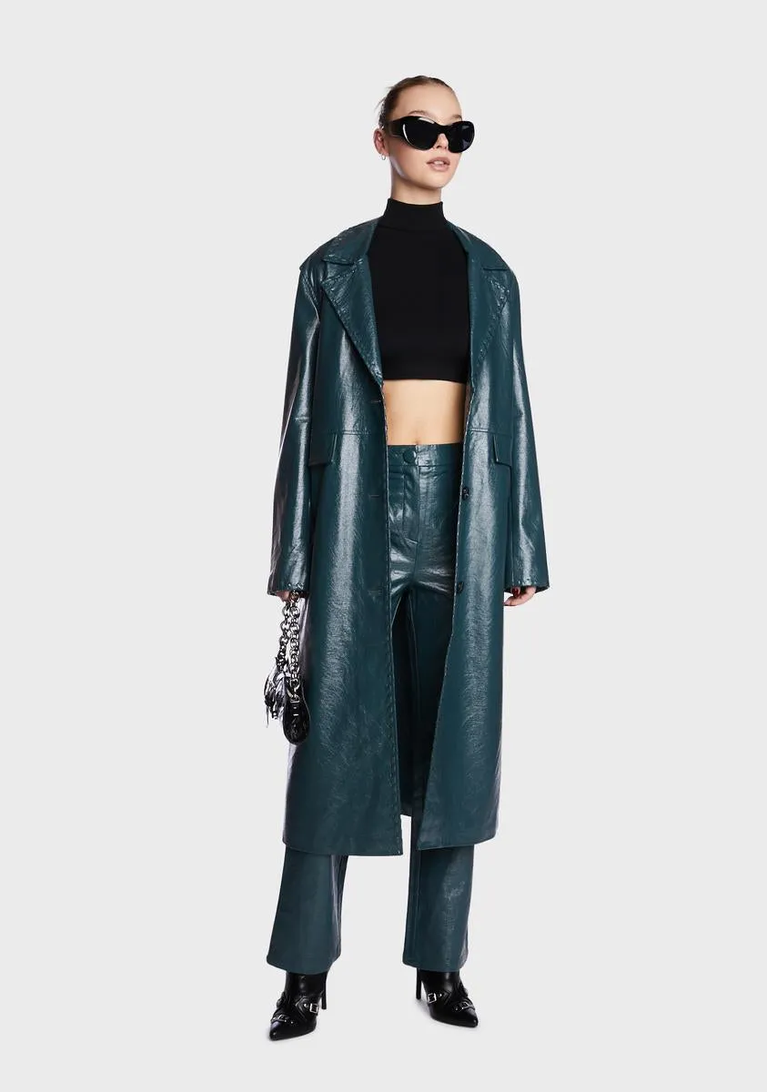 Roz Faux Leather Longline Coat