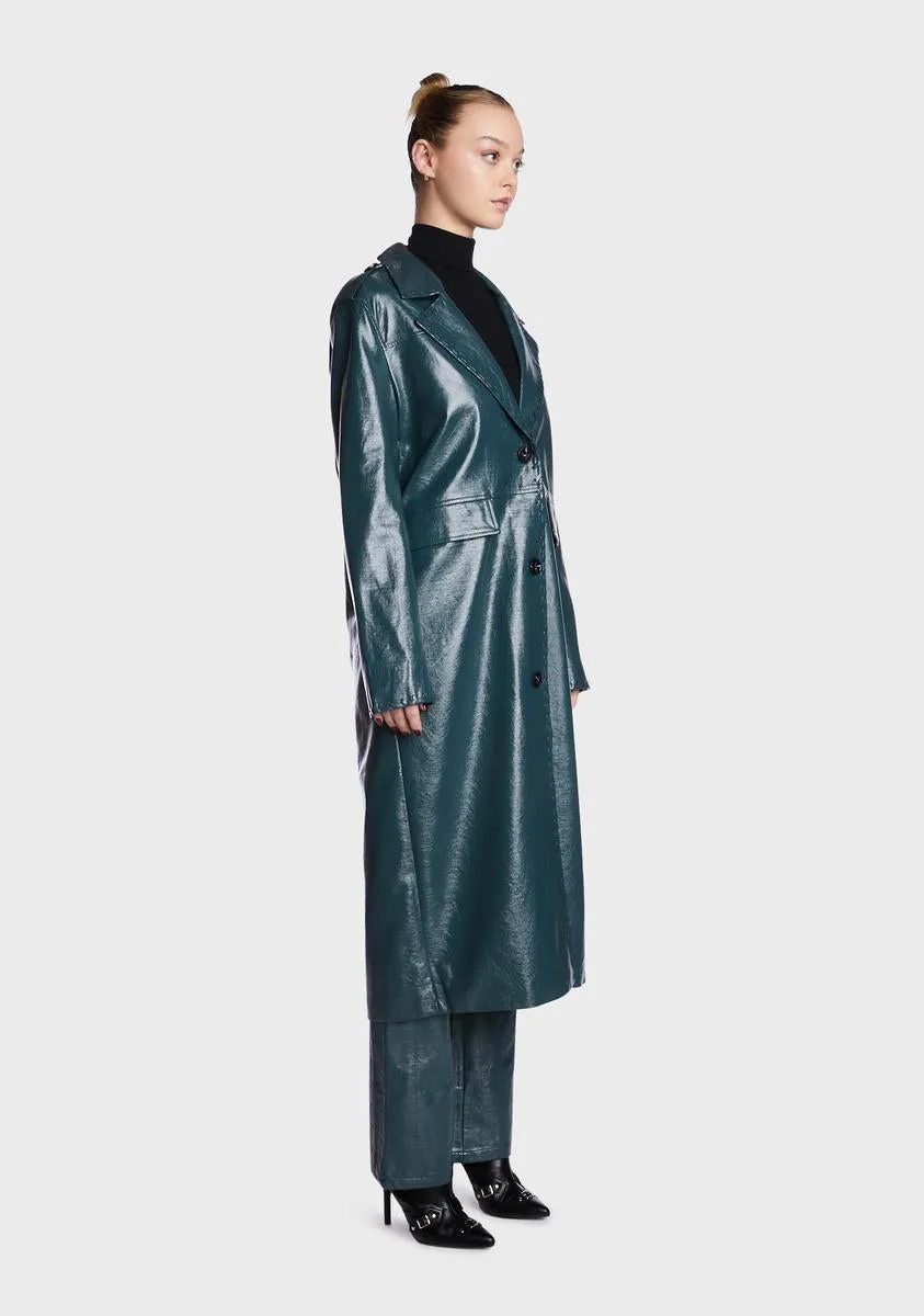 Roz Faux Leather Longline Coat