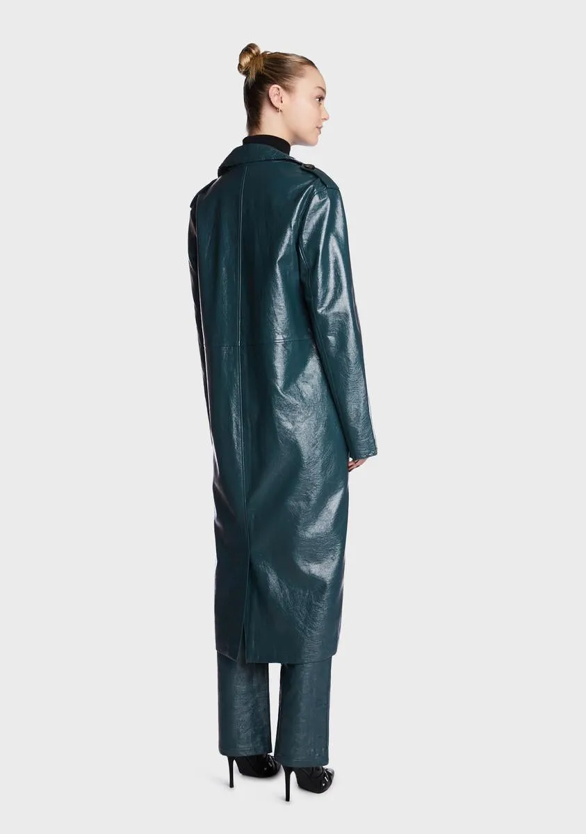 Roz Faux Leather Longline Coat