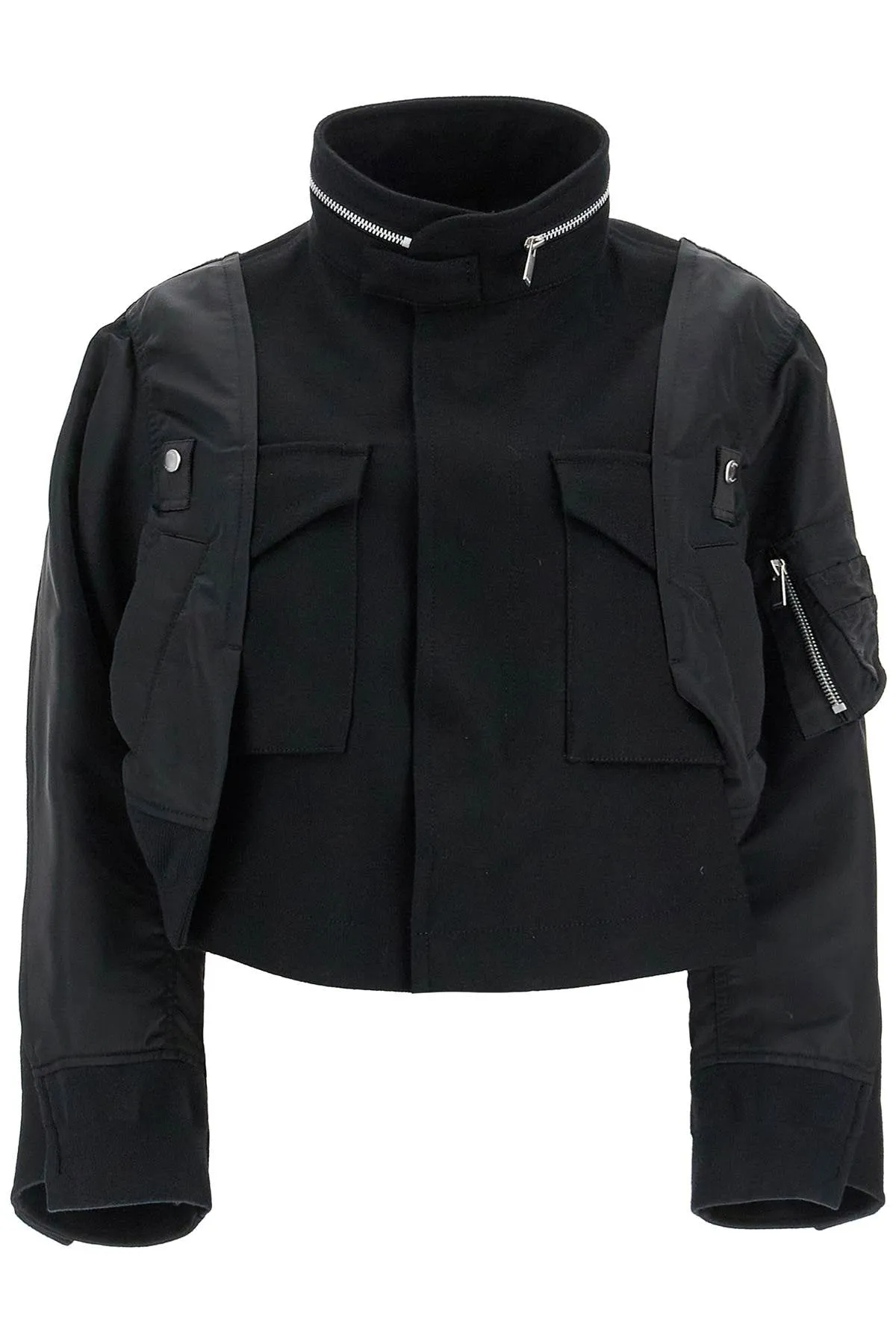 SACAI boxy wool and nylon jacket