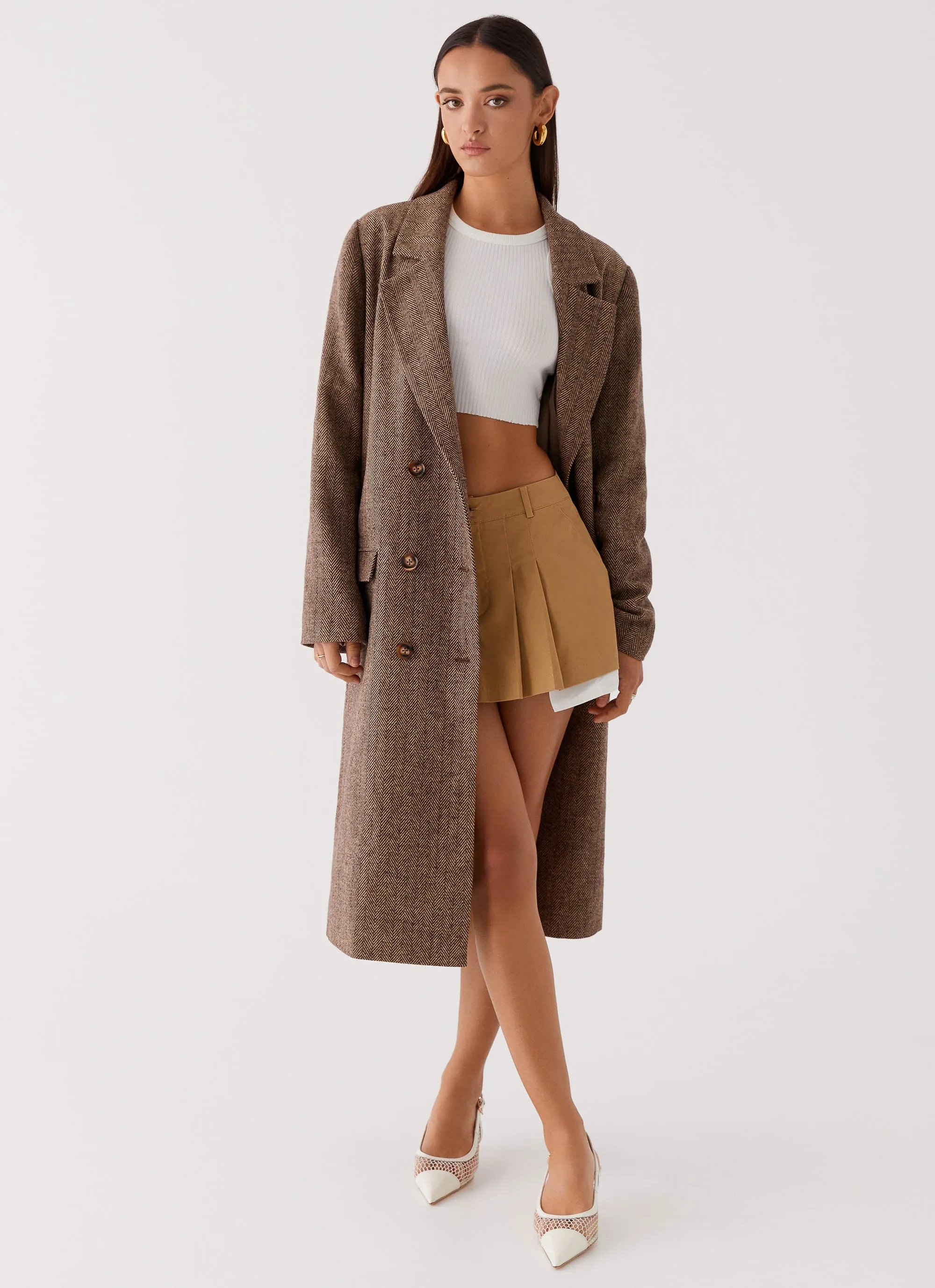 Since Way Back Longline Coat - Brown