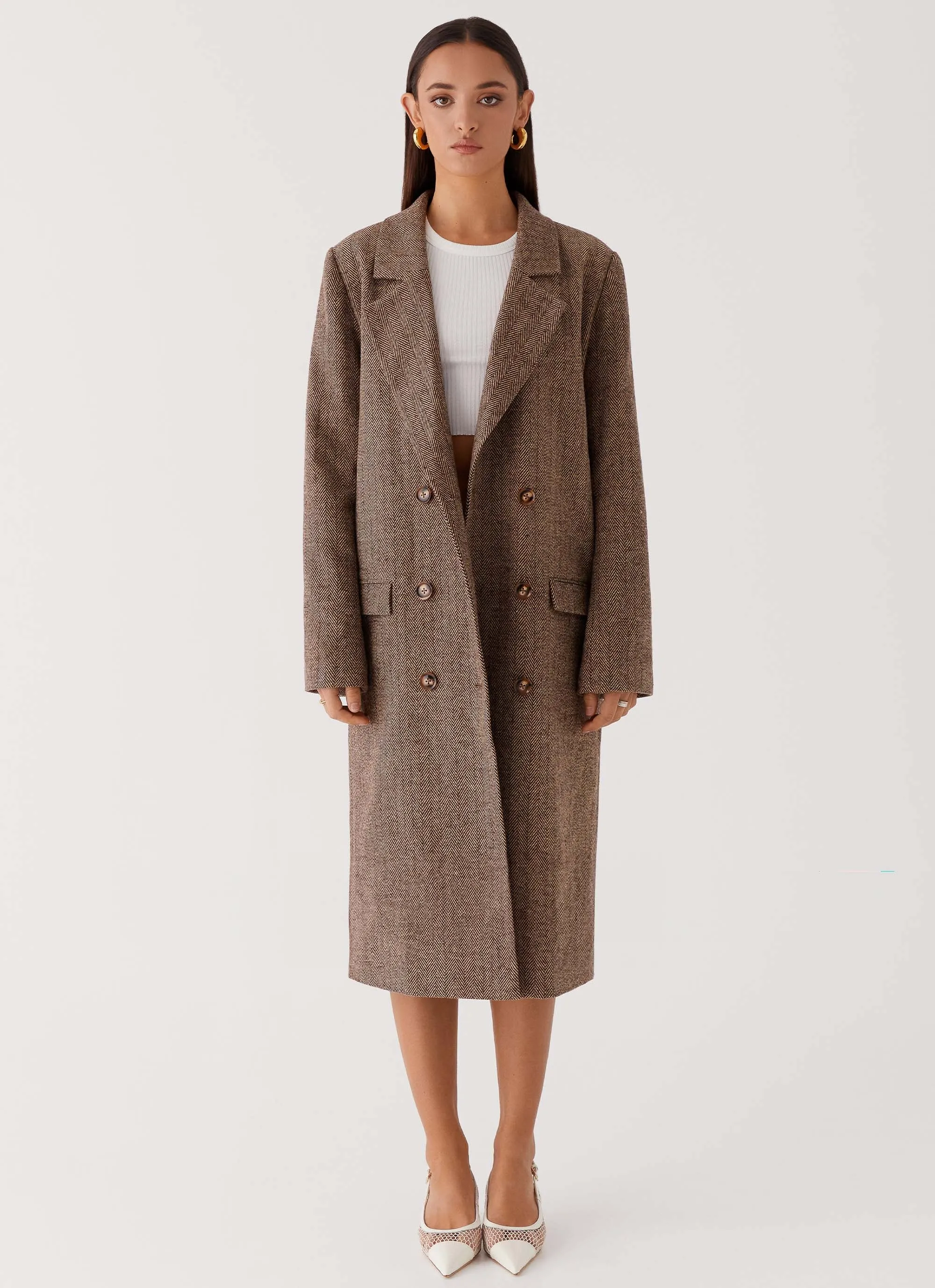 Since Way Back Longline Coat - Brown