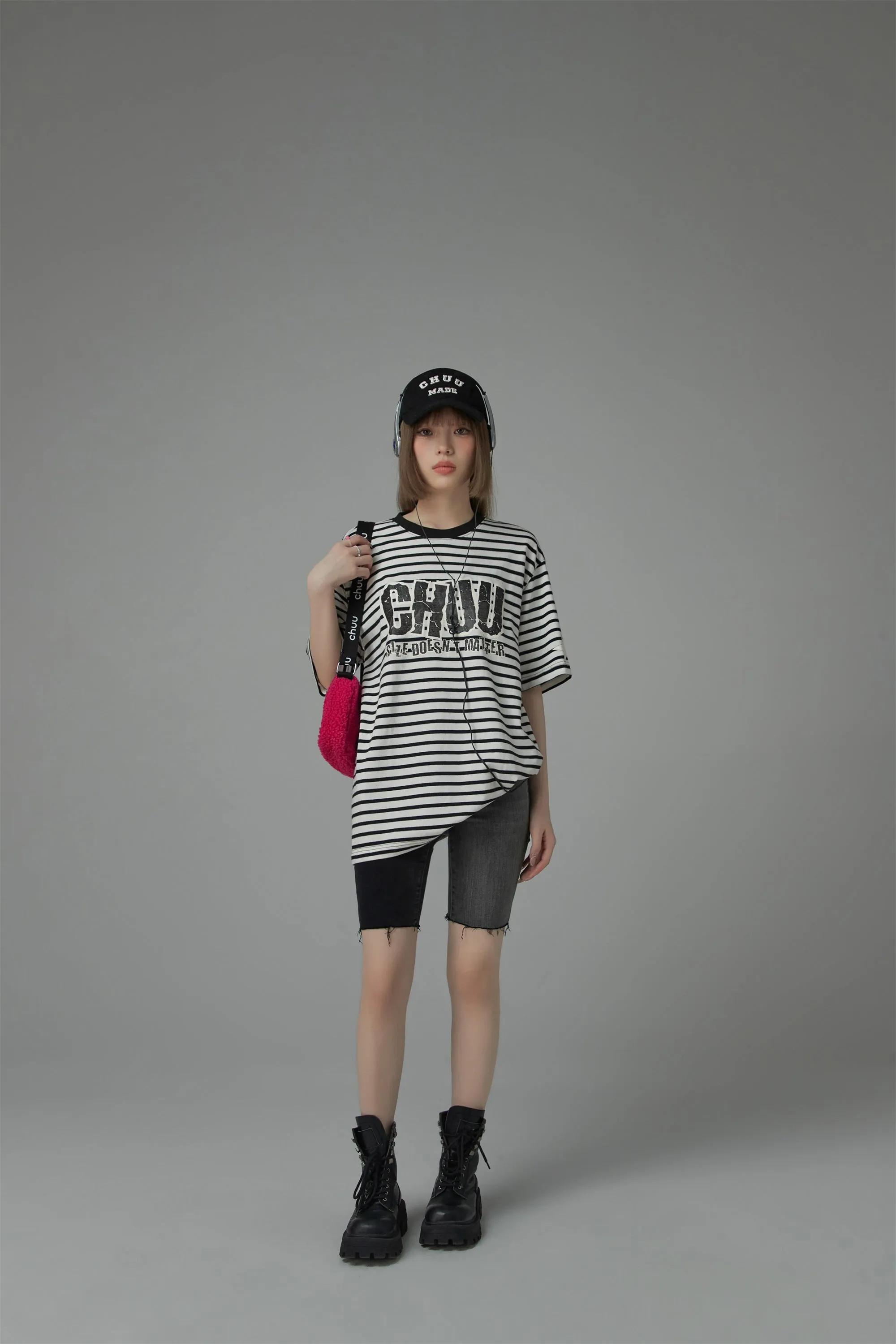 Size Doesnt Matter Striped Loose Fit T-Shirt