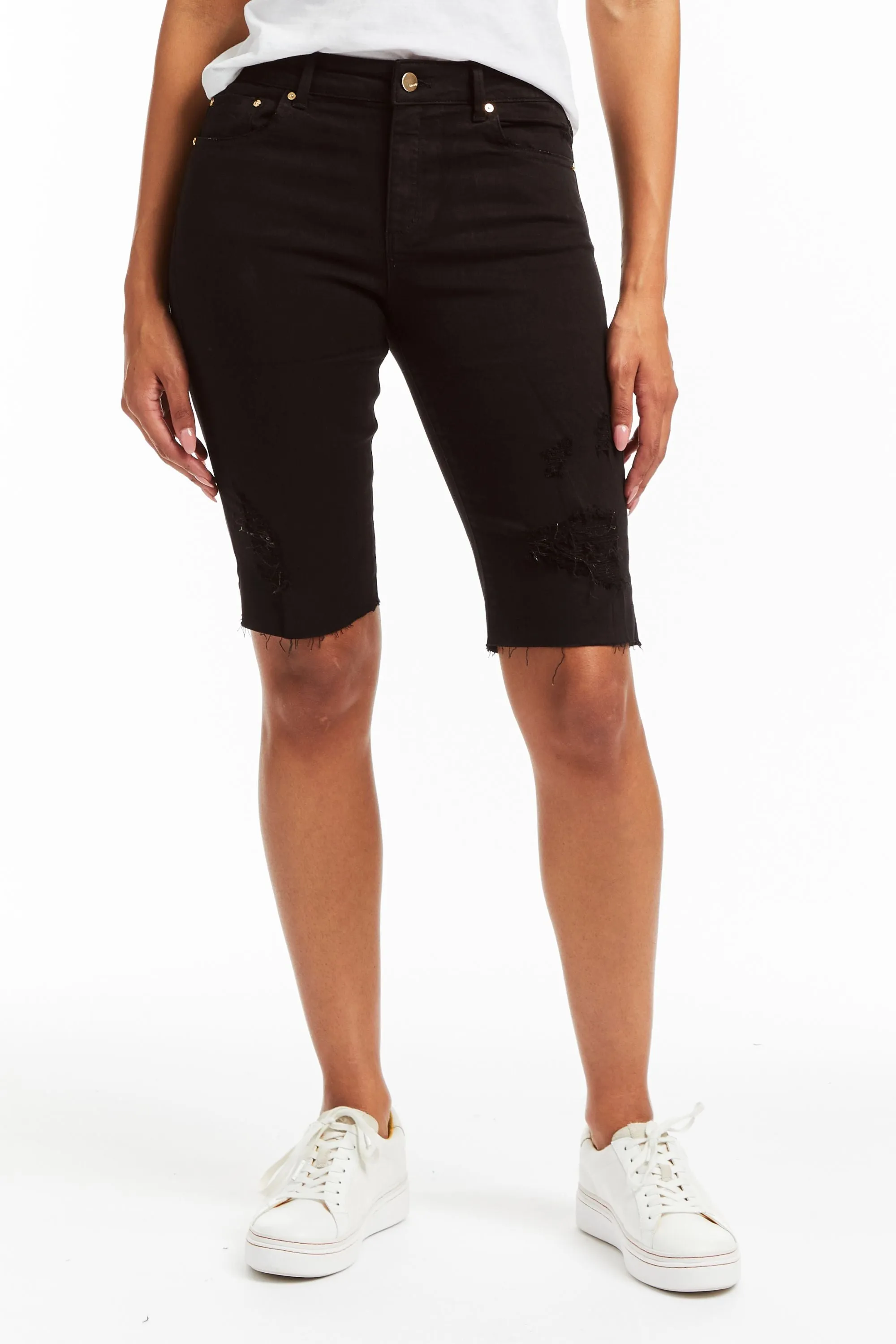 Slim Bermuda Short With Destruction