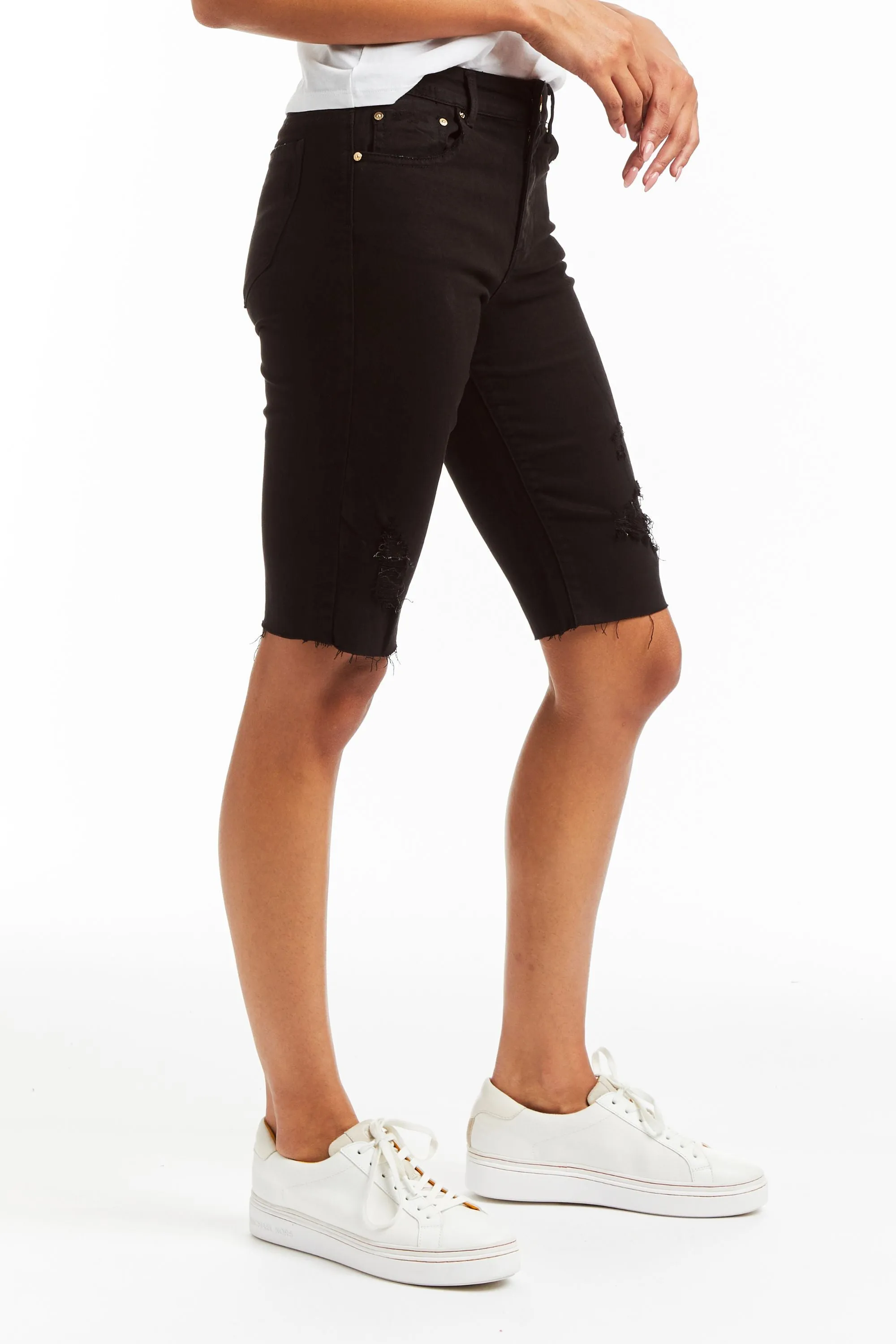 Slim Bermuda Short With Destruction