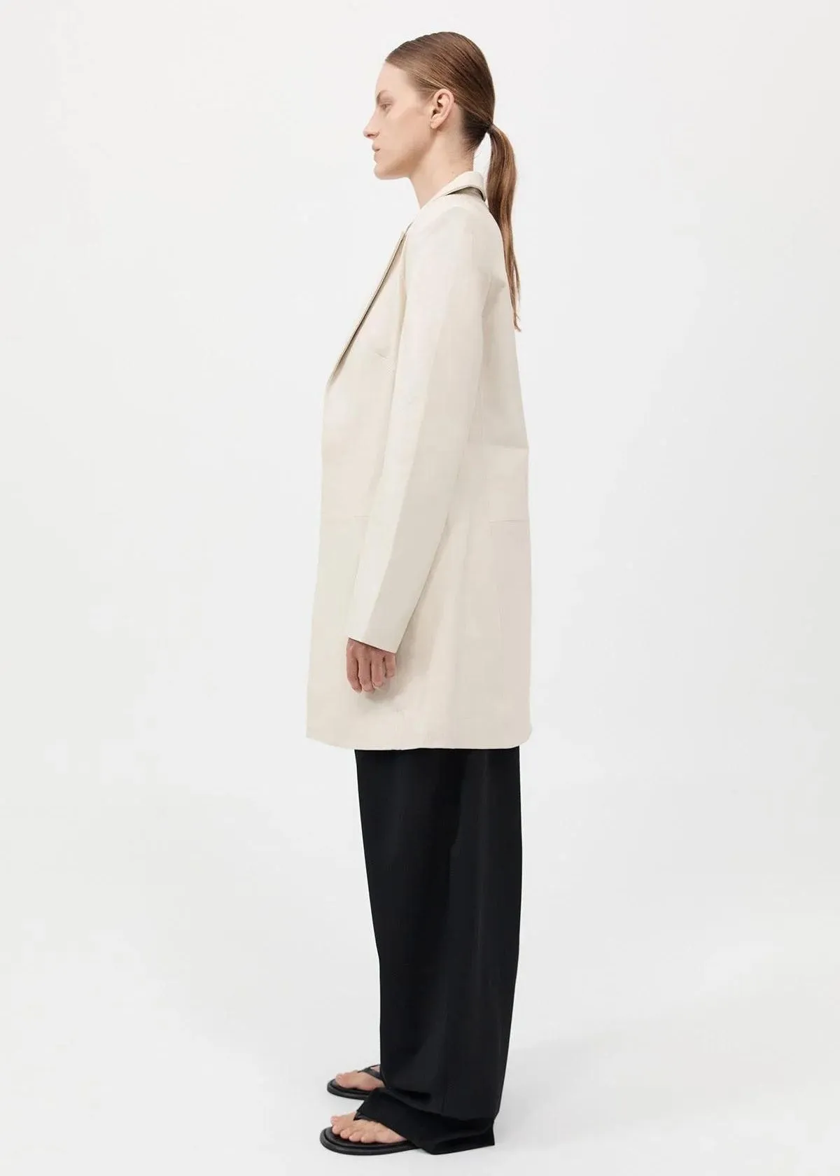 ST. AGNI Leather Longline Jacket - Tofu