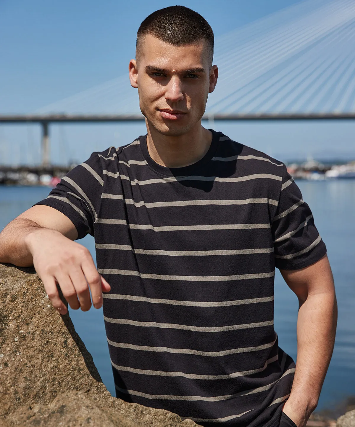 Striped T | Black/Khaki