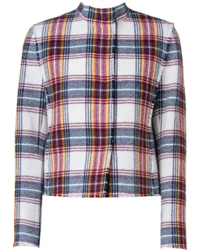 Tartan Check Flannel Stand Collar Jacket