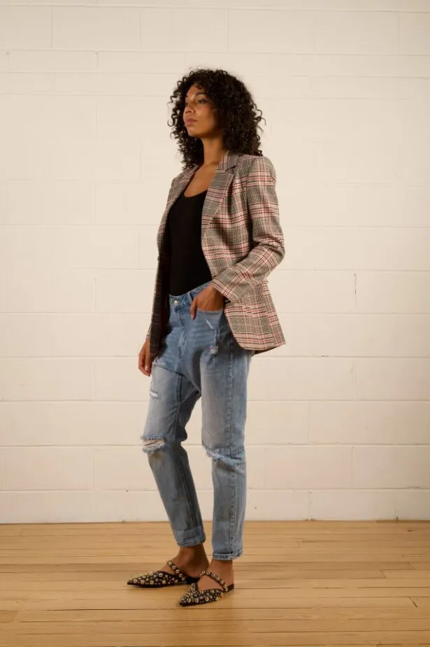 The Others - Jules Longline Blazer - Pink Check