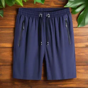 Unisex Ice Silk Stretch Quick-Dry Shorts - Shorts with Zipper Pockets