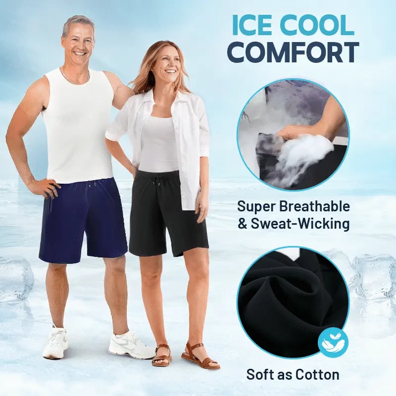 Unisex Ice Silk Stretch Quick-Dry Shorts - Shorts with Zipper Pockets