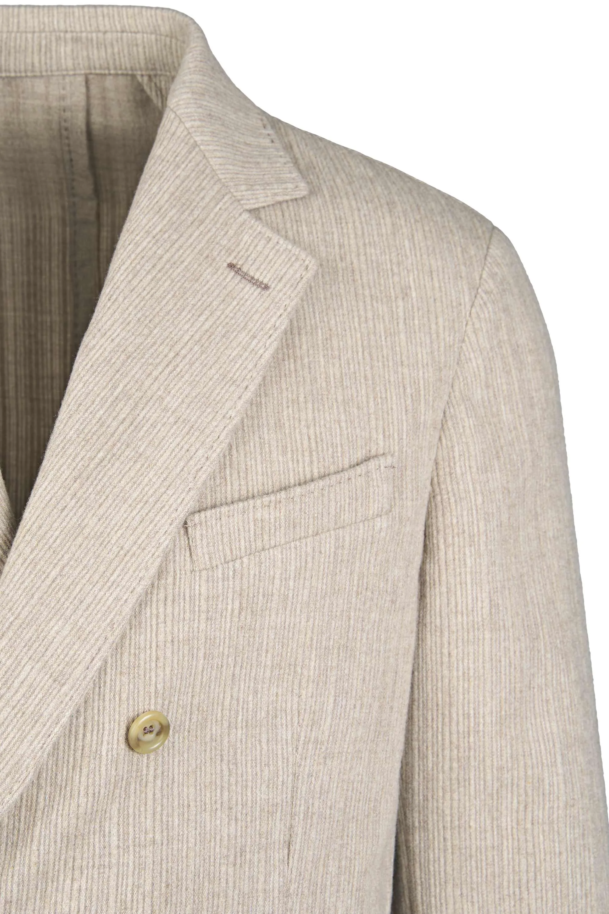 Unlined and Unstructured Double-Breasted Corduroy Jacket