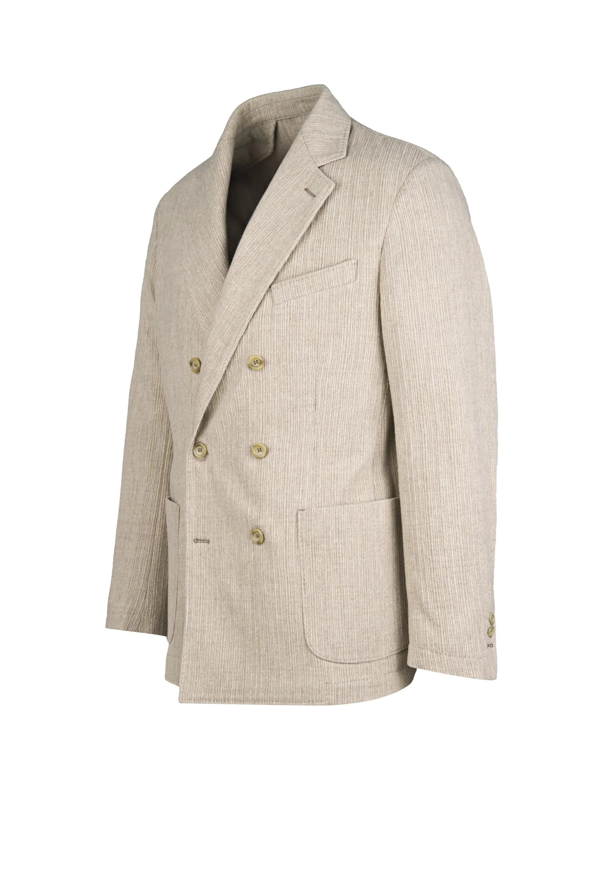 Unlined and Unstructured Double-Breasted Corduroy Jacket