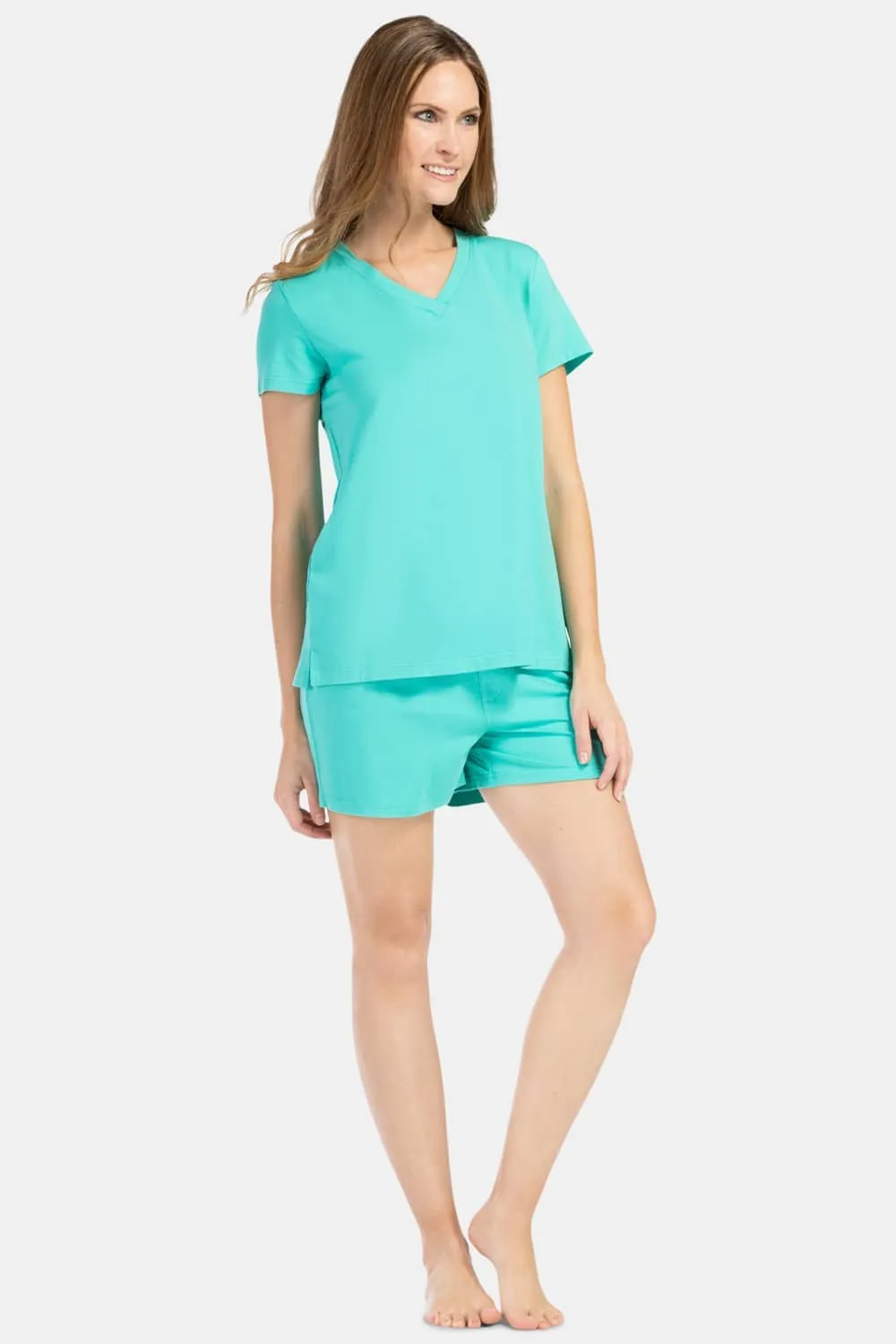 Women's Jersey Pajama Set with Gift Box - Relaxed Tee and Boxer Short