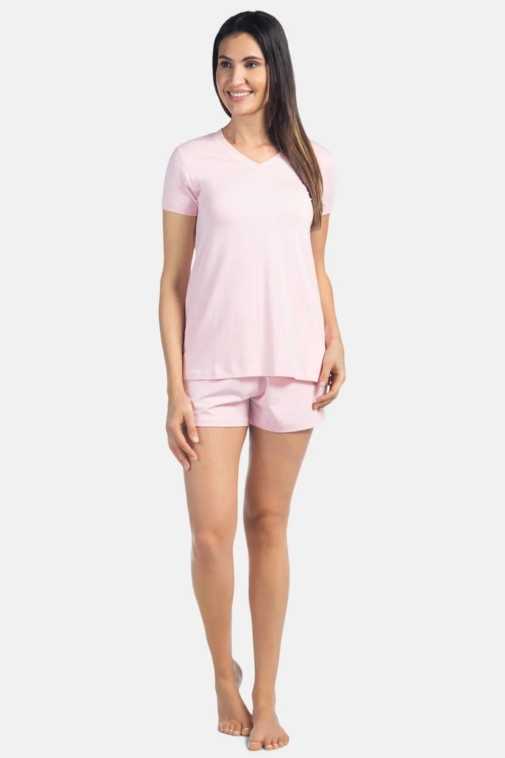 Women's Jersey Pajama Set with Gift Box - Relaxed Tee and Boxer Short