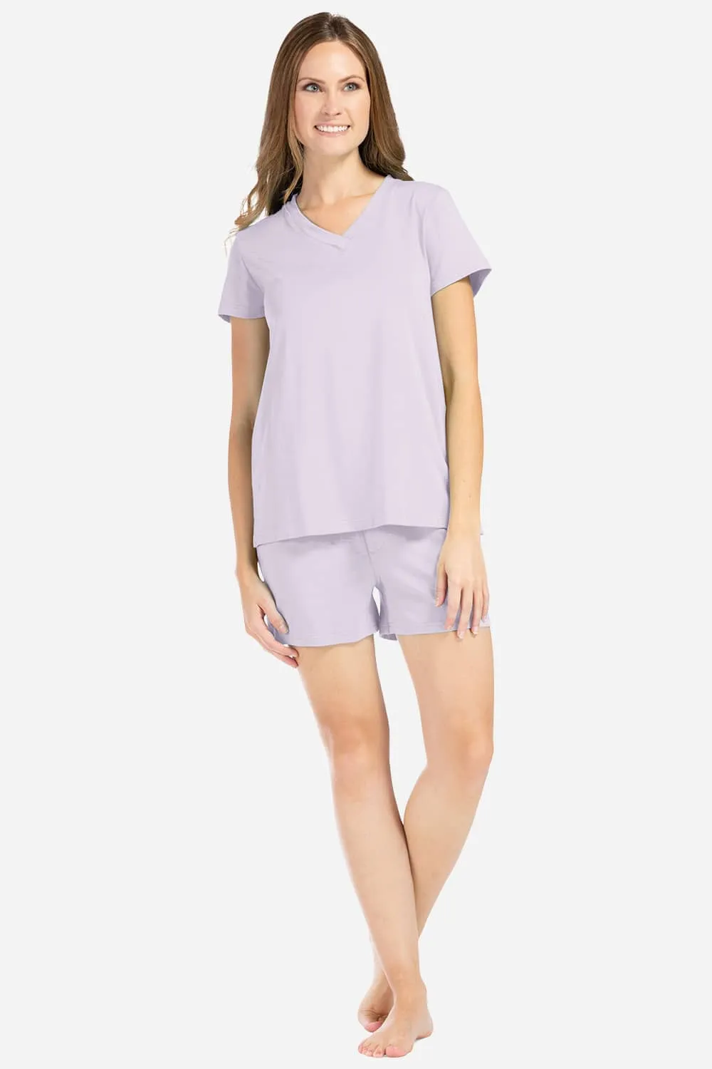 Women's Jersey Pajama Set with Gift Box - Relaxed Tee and Boxer Short